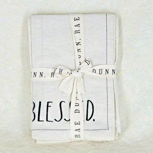 Cloth Napkins Blessed Rae Dunn Set of 4 Beige Cotton Blend Eco Friendly New